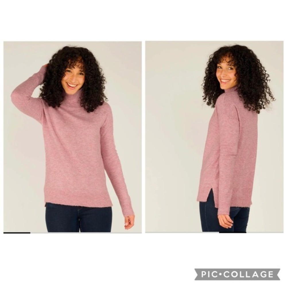 Sherpa Adventure Gear Dali Mock Neck Sweater Pink Heathered Wool Blend Women's L